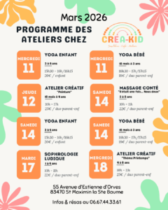 Programme des ateliers de Mars 2026