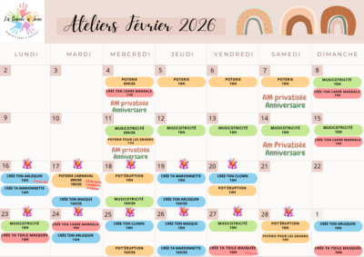 Calendrier Février Ateliers Parents-Enfants