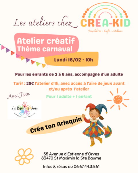 Atelier créatif - thème carnaval
