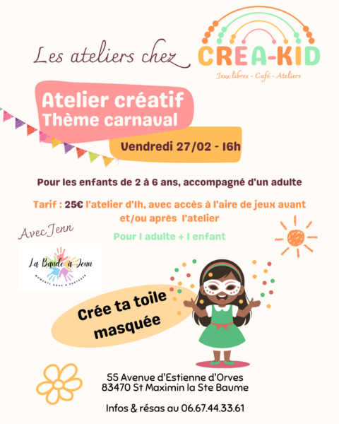 Atelier créatif - thème carnaval