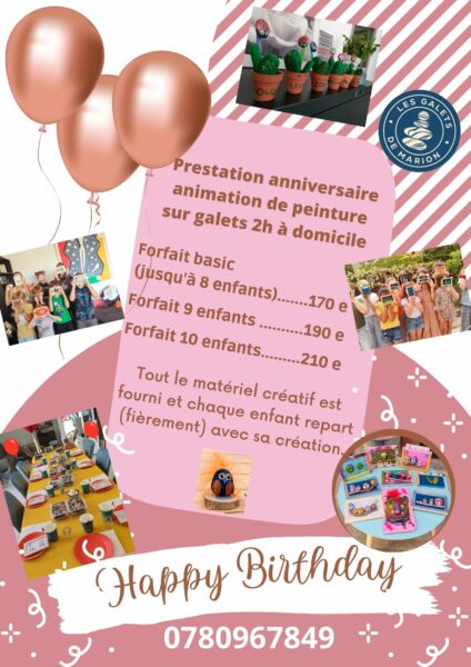 Anniversaire créatif de peinture sur galets à domicile (Marseille)