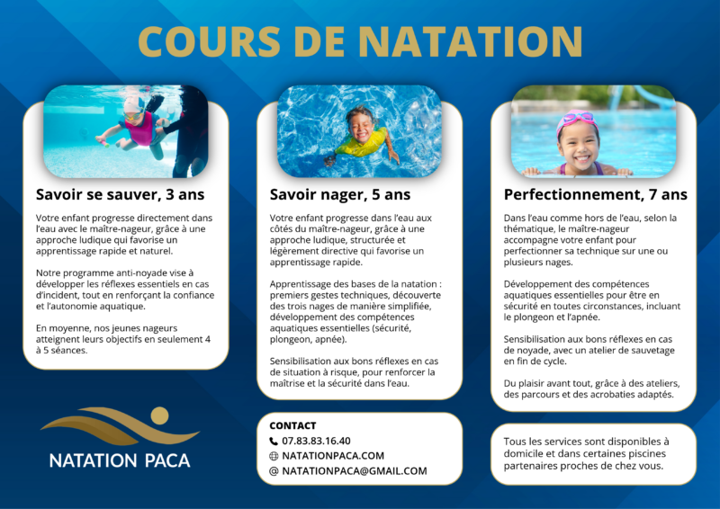 Cours de natation région paca