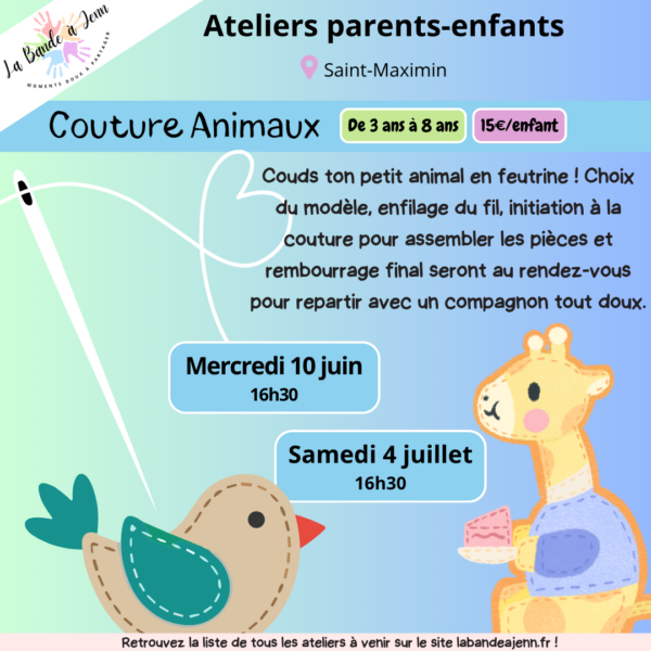 Atelier parent-enfant Couture animaux feutrine