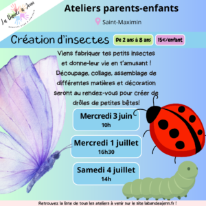 Atelier Création Insectes Parent-enfant à Saint maximin